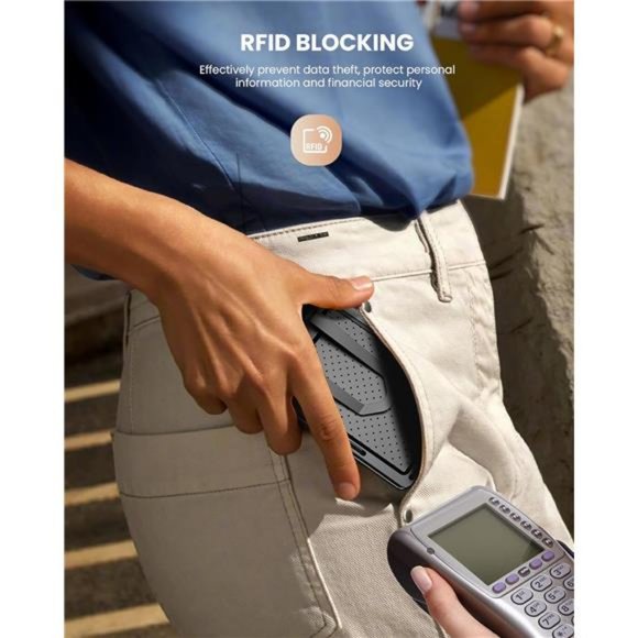 Mens Card Holder Slim Wallet Minimalist Wallet with ID Card Holder RFID Blocking - Picture 5 of 7